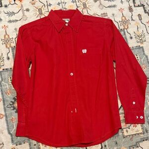 Red Long Sleeve Button-Up Shirt